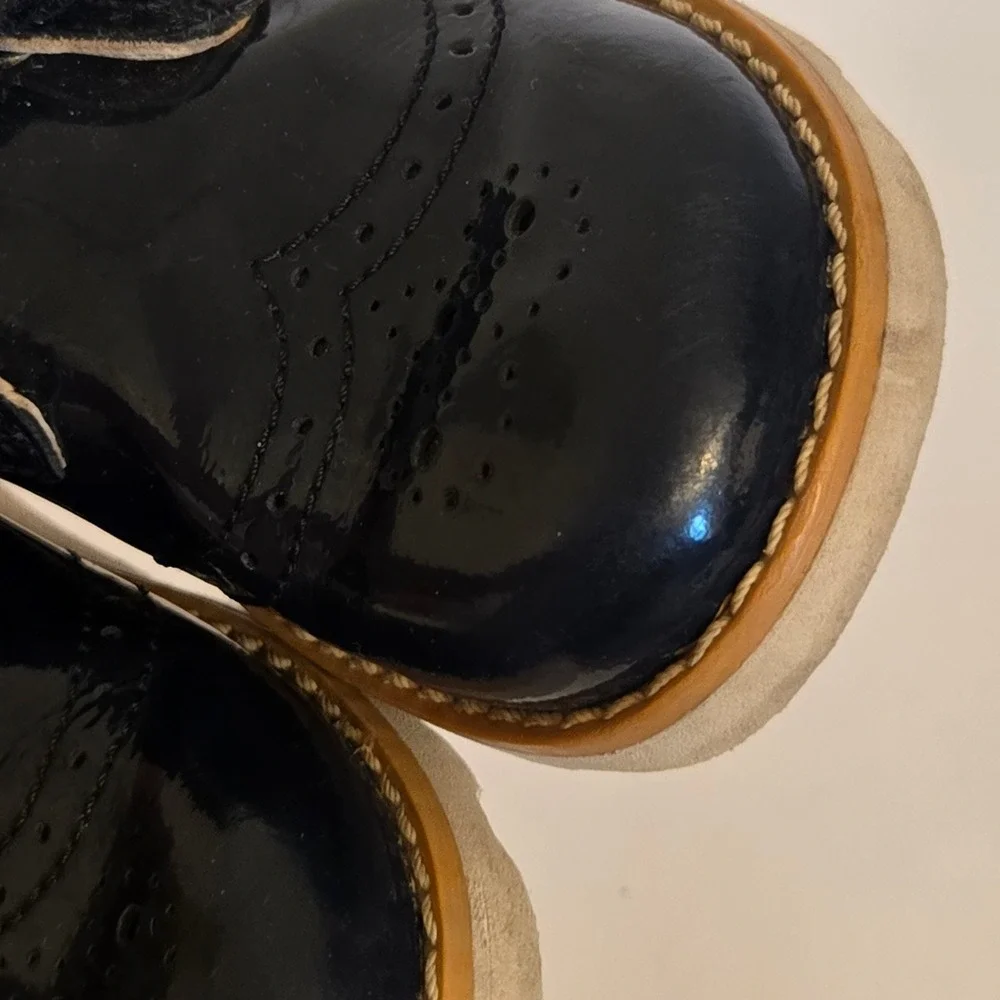 Clarks Kids Navy Patent Leather Wingtip Brogue Monk Strap Shoes Air Spring 9c